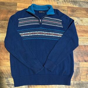 Nautica Men's Navy Zip-Up Sweater with Pattern